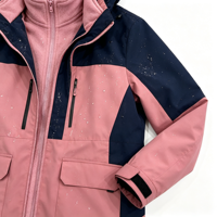 Veste d'extérieur à capuche pour femme automne/hiver, ensemble deux pièces trois-en-un avec doublure polaire amovible, respirante, à rayures boutonnées