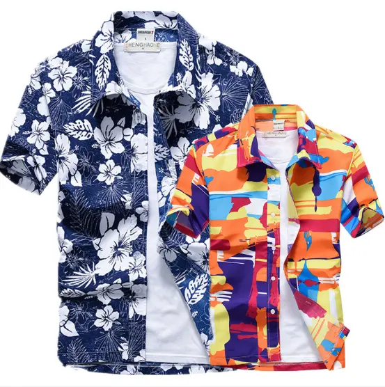 Großhandel Casual Herren Shirts Custom Printing Kleidung Hawaii Cool Summer Beach Kurzarm Shirts für Männer