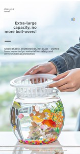 耐久性のある透明PETプラスチック製、モダンで環境に優しい小型水槽、家庭やオフィスの装飾、リビングルーム用の卓上水槽ボウル - Product Image 6