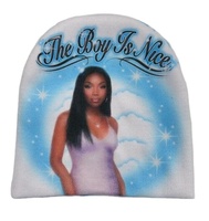 Bonnet de course streetwear personnalisé, rayé, imprimé par sublimation, sans revers, avec logo personnalisé, 100% polyester, unisexe, pour voyage et ordinateur