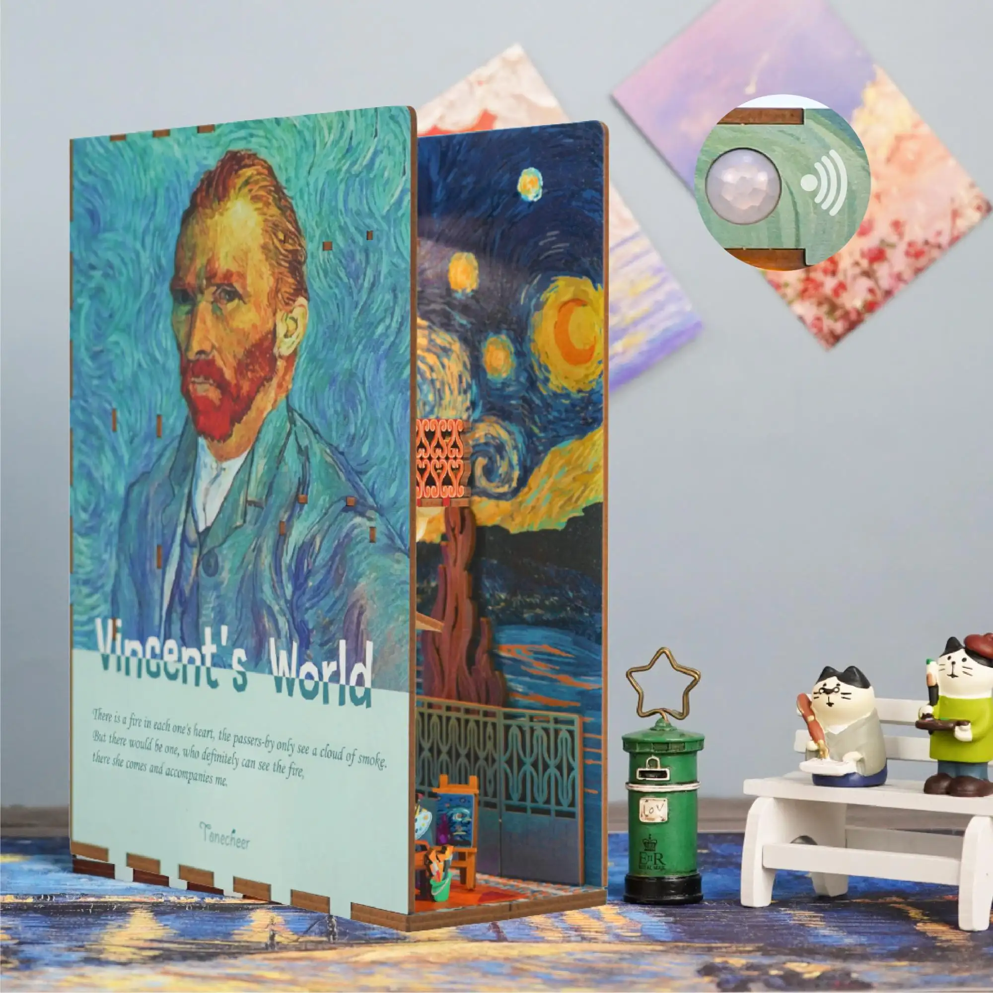Tonecheer ünlü boyama ev dekorasyon minyatür mobilya diy montaj oyuncaklar Vincent dünya kitap Nook