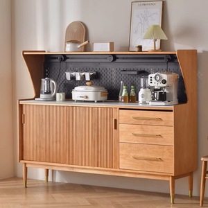 Aparador Moderno Minimalista de Madera Maciza con Almacenamiento, Mueble de Salón Estilo Nórdico, Estación de Café y Té, Mueble de Cocina para Montar en la Pared - Product Image 1