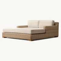 Chaise longue de luxe moderne en rotin imperméable pour piscine avec lit de repos extérieur pour la plage
