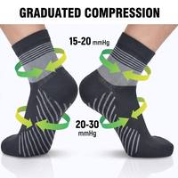 Chaussettes de compression de cheville personnalisées en gros 20-30 mmHg avec soutien de la voûte plantaire, séchage rapide, respirantes, antibactériennes pour la course, le cyclisme et l'entraînement