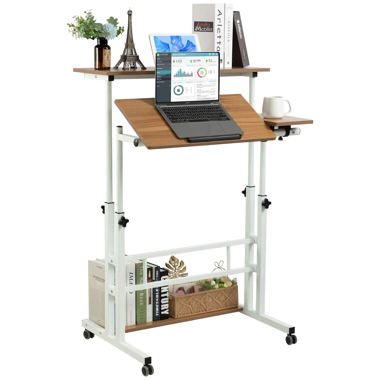 Mobile Standing Desk Adjustable Laptop Mobile Workstation With Wheels