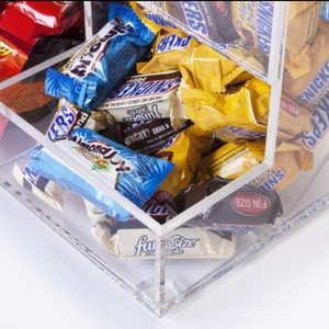 Double Compartments Clear Custom Wholesale Acrylic Carved Candy Food Dispenser Storage Box Hinged Lid Eco-Friendly Durable - Product Image 4