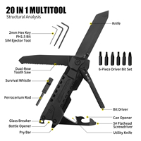 Couteau multifonction Xhandle MT-35 20-en-1 avec lame sablée 7Cr17, embout, allume-feu, sifflet, scie, barre de levier, EDC, survie, ouvre-bouteille
