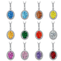 Colliers de luxe en argent sterling 925 plaqué or 18 carats avec zircon ovale multicolore et diamants