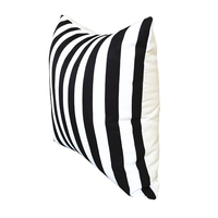 Housse de coussin moderne de luxe en lin tricoté imperméable ignifuge noir blanc rayure fermeture éclair brodé à la main patch tissé maison