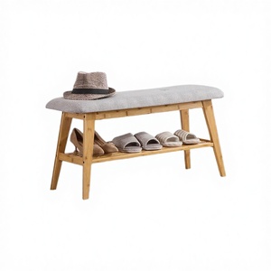 Meuble à chaussures moderne en bois pour entrée avec panneau décoratif, banc de rangement pour salon, mobilier de maison - Product Image 3