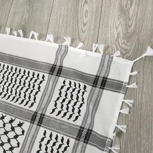 Manufacturer Arab Palestine <strong>Black</strong> White Plaid Pattern Unisex <strong>Shawls</strong> for Men Brand Quality Woven Keffiyeh Scarves Hijab - Product Image 6