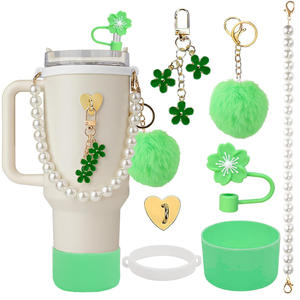 אביזרים דקורטיביים גביע 40oteumbler סט מחרוזות פנינים ידית קש כיסוי כיסוי פרח קסם פרח פרוותי - Product Image 3