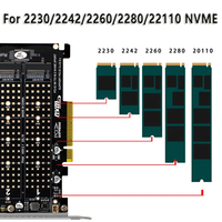 Controller RAID PH45 Dual M.2 NVME a PCI Express X8 4.0, Scheda Splitter PCIE M2 NVME M KEY per SSD NVME 2230 2242 2260 2280 22110