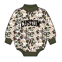 Combinaison bébé unisexe à manches longues et col montant, imprimé camouflage léopard, style chasse, pour nourrisson et tout-petit, décontractée