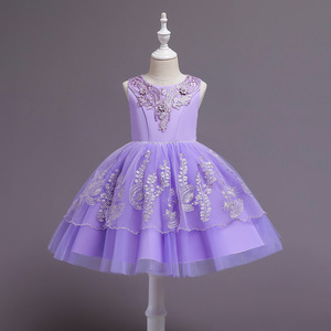 Robe de princesse pour enfants, coupe trapèze, en Tulle, sans manches, jaune, à fleurs, pour fête d'anniversaire - Product Image 4