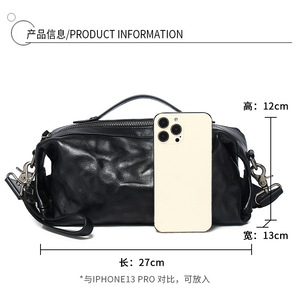 Men's Genuine Leather Crossbody <b>Bag</b> <b>Small</b> <b>Black</b> Business Casual Shoulder <b>Bag</b> - Product Image 4