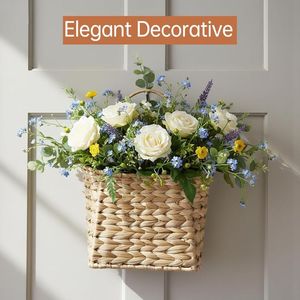 Set <span class=keywords><strong>di</strong></span> 2 Cesti Portaoggetti da Parete in Giacinto d'Acqua Naturale Intrecciato, Stile Rustico per Casa <span class=keywords><strong>di</strong></span> Campagna, per Fiori, Posta, Piante - Product Image 3