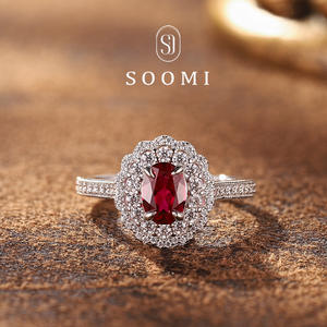 Bague en tungstène de luxe légère, imitation haute qualité, avec pierre rouge sang de pigeon taillée artificiellement, <span class=keywords><strong>bordure</strong></span> en dentelle, classique, passe-partout, ouverte - Product Image 3