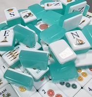 Tuiles de Mahjong Vertes Jello - Ensemble de Mahjong aux Motifs Agrumes Tropicaux, Torche et Étoiles de Mer, Mahjong en Acrylique pour Fête d'Été
