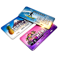 Op maat gemaakte geëmbosseerde 3D aluminium kentekenplaat Oceaan Surf Wave Tropisch Eiland Hawaii Ananas Waterdicht Anti-roest Mat Decor
