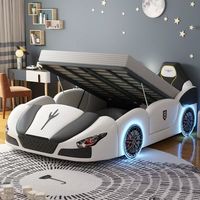 Muebles de Dormitorio Modernos al por Mayor, Cama Infantil con Diseño de Auto de Carreras, Material de Madera Ecológico con Altavoces