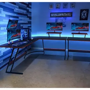 Игровой компьютерный стол L-образной формы с RGB-подсветкой