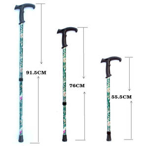 Bâton de marche réglable en alliage d'aluminium avec embout en caoutchouc imprimé vert pour les personnes âgées, soutien pour la randonnée - Product Image 1