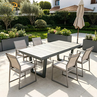 Table de salle à manger d'extérieur compacte pour villa, terrasse, avec plateau en céramique, table rectangulaire de jardin pour cour