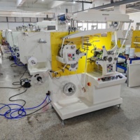 Machine d'impression flexographique automatique 3 couleurs certifiée CE JR-1221, 60 m/min, pour étiquettes de vêtements, avec garantie d'un an