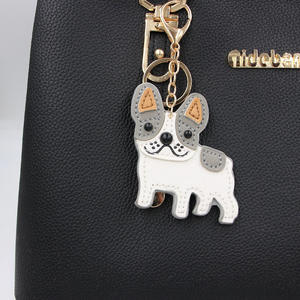 Porte-clés mignon en cuir avec motif de bouledogue français et de border <span class=keywords><strong>collie</strong></span>, <span class=keywords><strong>mini</strong></span> chiot, pendentif tendance, breloques pour sac à main - Product Image 3