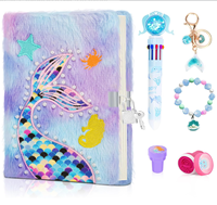 Journal intime pour filles personnalisé en peluche licorne avec serrure et stylo Journal scolaire flou pour filles