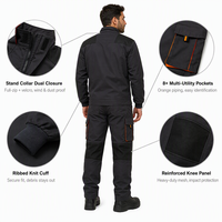 Combinaison de travail pour hommes à col montant, genoux renforcés, multi-poches, uniforme de mécanicien, combinaison de travail contrastée, logo personnalisé