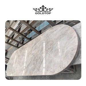 Goldtop ODM/OEM Taj Mahal Mesa de cuarcita Base beige con patrón de vena gris de lujo Hermosa Mesa ovalada decorativa para villas - Product Image 1