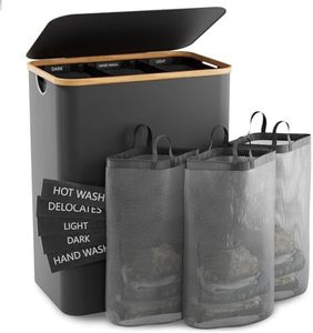 Cesto de Ropa Plegable Grande para el Hogar, Cesta de Lavandería de Bambú Resistente con Tapa - Product Image 1