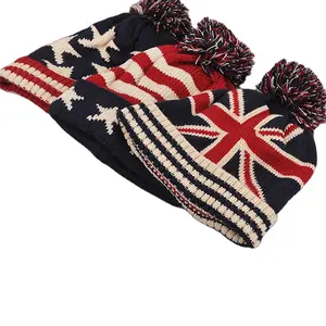 批发美国英国伦敦国家联盟杰克国旗针织小帽滑雪帽子冬季条纹小帽