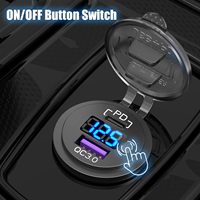 Adaptateur de sortie USB 12 V 36W PD 3.0 et 18W QC 3.0 avec interrupteur d'alimentation voltmètre pour bateau, bus, camion, golf, camping-car
