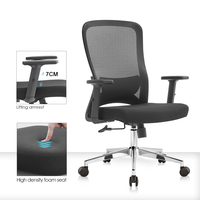 Silla de Oficina Ergonómica de Malla Foshan, Silla Ejecutiva Giratoria para Gerentes con Respaldo Medio y Soporte Lumbar para el Hogar
