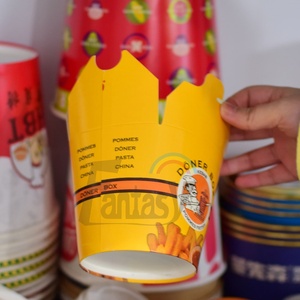 Caja de <span class=keywords><strong>Pasta</strong></span> de papel artesanal de pared única biodegradable de alta calidad, papel de aluminio dorado en relieve desechable para Fideos, aperitivos, dulces, tazas - Product Image 1