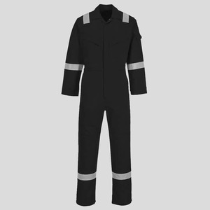 Men's Black Reflective Work Coverall Polyester Safety Uniform with Hi-Vis Stripes for Industrial Use - Product Image 5