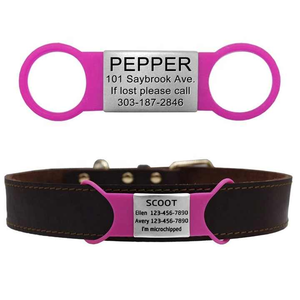 Fabrik preis Silikon Hund ID Name Tracking Halsband mit leerer Metallplatte kann gravieren und Laser QR-Code - Product Image 4