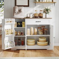 Armoire de cuisine blanche avec tiroirs porte-épices, rangement personnalisé en panneaux de bois pour les acheteurs en gros