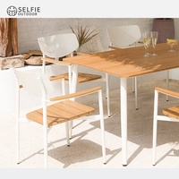 Chaise de bistrot moderne légère et confortable en plastique, bois et aluminium, imperméable, empilable, pour intérieur, extérieur, chambre et parc