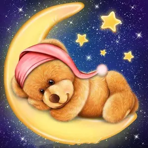 Home dec cartoon bear on the moon diamond painting kit di pittura a forma di diamante