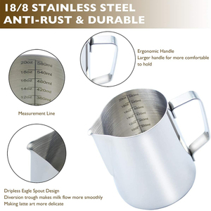 12oz 350ml 20oz 600ml in acciaio inox 304 Espresso cottura a vapore latte schiumatore brocca <span class=keywords><strong>caffè</strong></span> montalatte tazza con decorazione Art Pen - Product Image 4