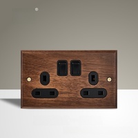 Interrupteurs et prises murales vintage en bois massif, interrupteur mural électrique universel, prise USB, normes EU, FR, UK
