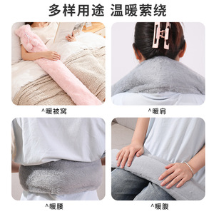 Bouillotte longue rose en peluche, cache-oreilles thermiques, coussin chauffant pour le ventre, pour femmes et étudiantes - Product Image 3