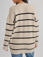 Cardigan long boutonné en maille pour femme, tricoté, personnalisé, à rayures