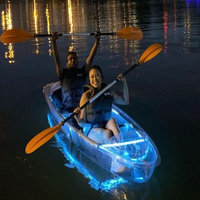 Kayaks transparents en polycarbonate pour 2 personnes, kayak transparent pour la mer avec fond transparent et éclairage LED