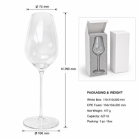 Verre à vin en verre sodocalcique 627 ml, grande capacité, à pied, bord fin, sans plomb, logo personnalisé, OEM, vente en gros, directement de l'usine, pour bar