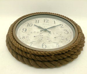Rustic Vintage Farmhouse Wall <b>Clock</b> with Hemp Rope Retro Old-Fashioned Antique Design Farmhouse Wall Decor - Product Image 4